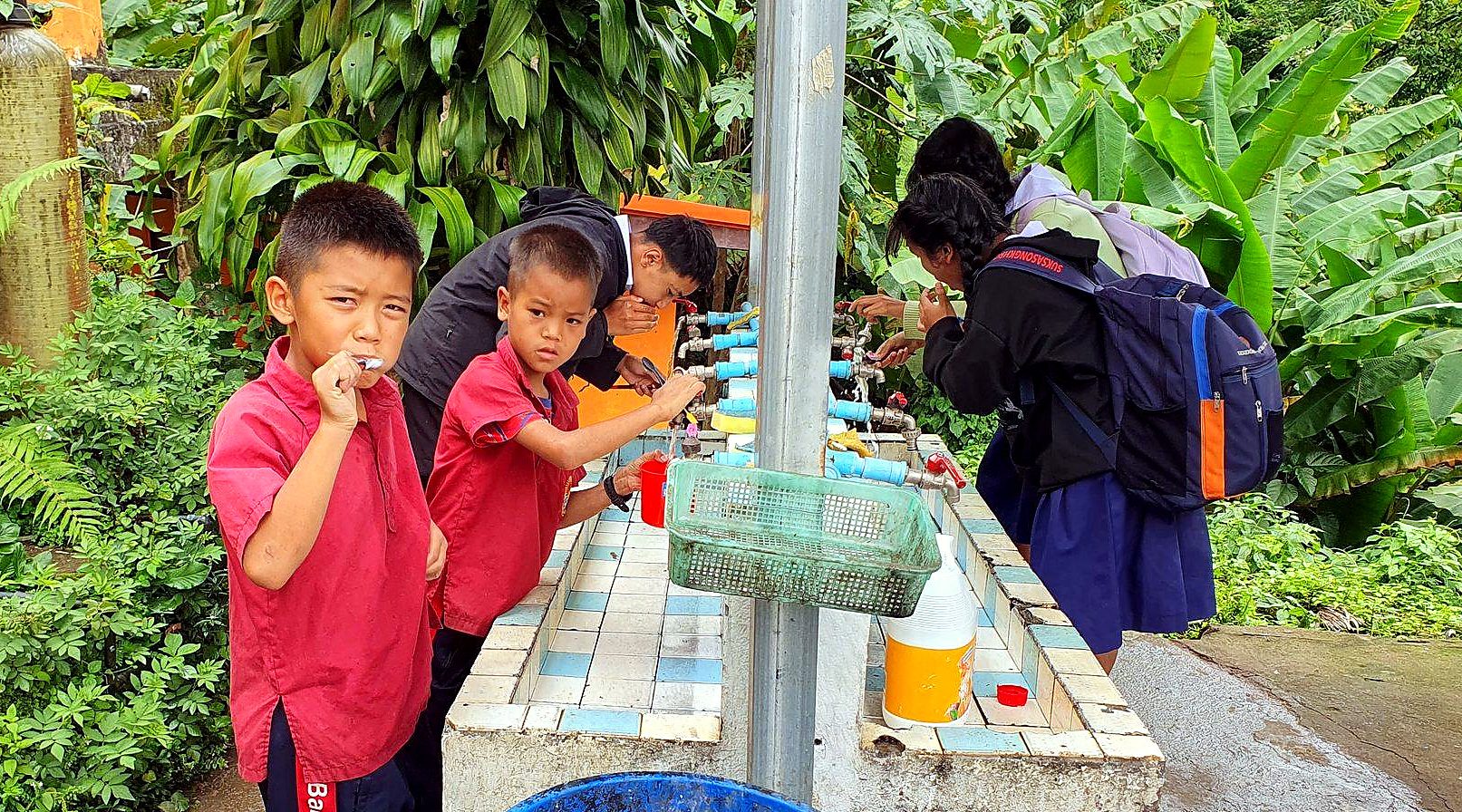 Children taking part in the CARE108 Smile Project in a rural community in Northern Thailand